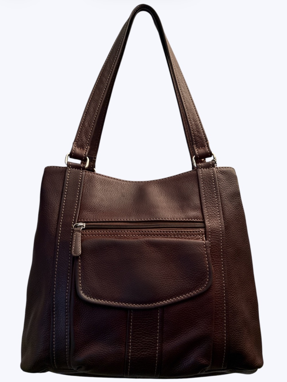 Fossil Brown Pebbled Leather Shoulder Bag
